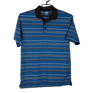 Snake Eyes Dry-18 Polo Shirt Mens Large Blue Striped Short Sleeve Golf Top